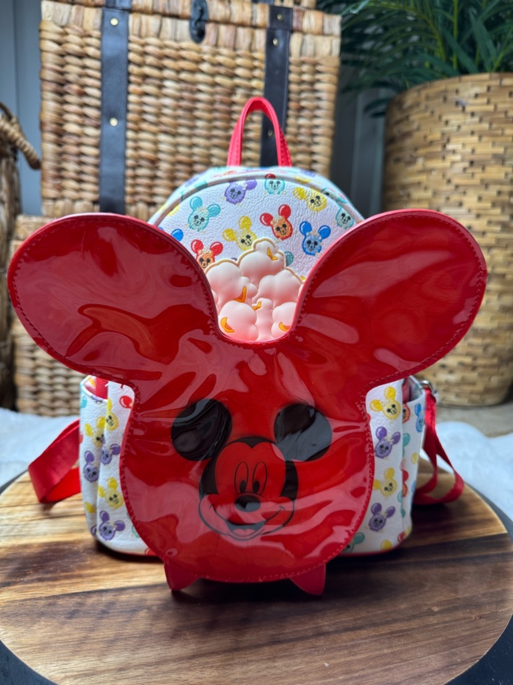 Disney parks popcorn bucket loungefly backpack multicolor
